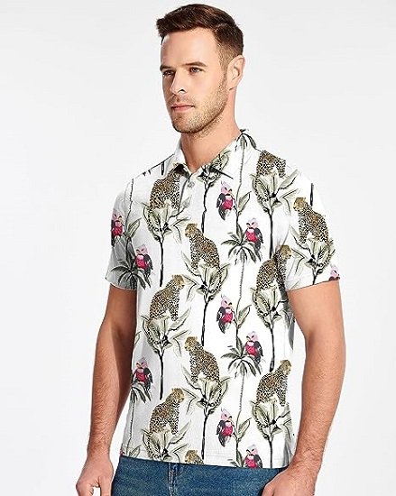 Mens Funny Print Golf Polo Shirts for Men Lightweight Dry Fit Quick Dry Polos