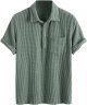 Men's Casual Button-Down Shirts Short Sleeve Striped Dress Shirts