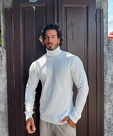 Men's Slim Fit Turtleneck Sweaters Casual  Knitted Pullover
