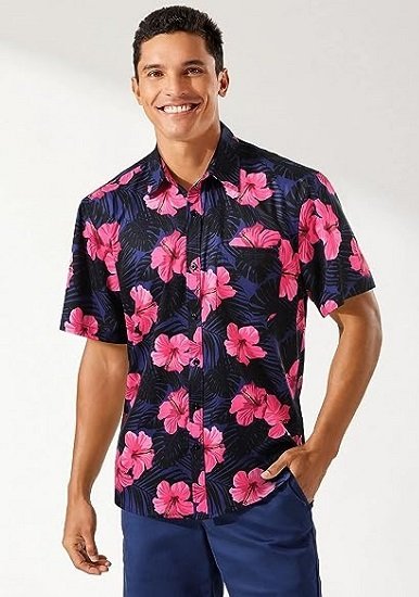 Men's Short Sleeve Hawaiian Shirts Casual Floral Button Down Tropical Shirt