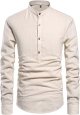 Men Henley Neck Long Sleeve Daily Look Linen Shirts