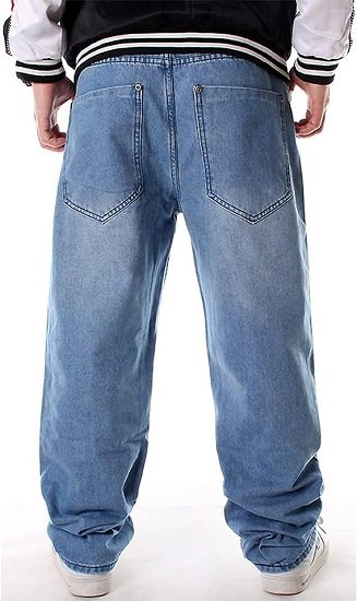 Men's Relaxed Fit Classic Jeans Baggy Comfort Plain Hip Hop Denim Pants