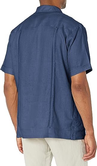 Men's 100% Linen Four-Pocket Short Sleeve Button-Down  Shirt